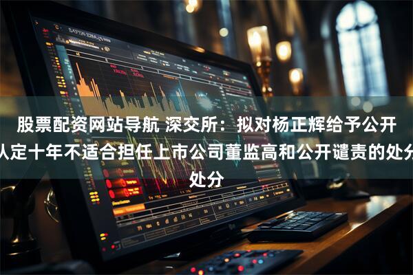 股票配资网站导航 深交所：拟对杨正辉给予公开认定十年不适合担任上市公司董监高和公开谴责的处分